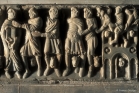 Abbaye de Saint-Hilaire (11). Sarcophage sculpté par le Maître de Cabestany